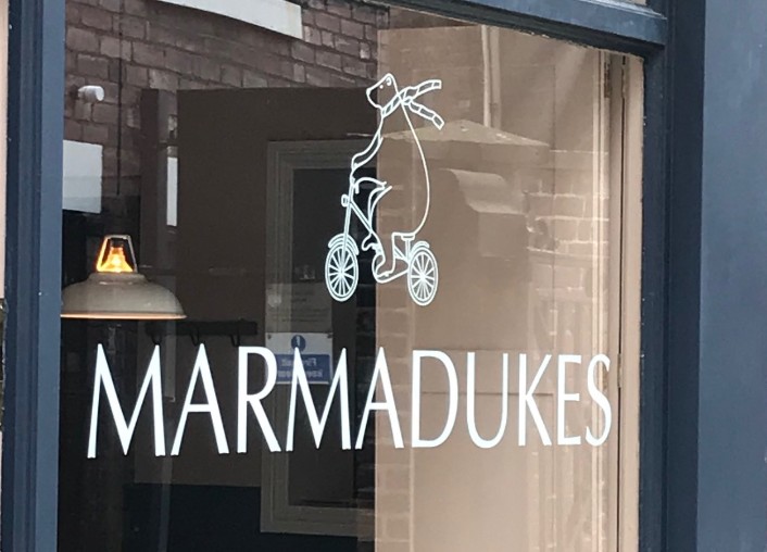 Marmadukes logo on window