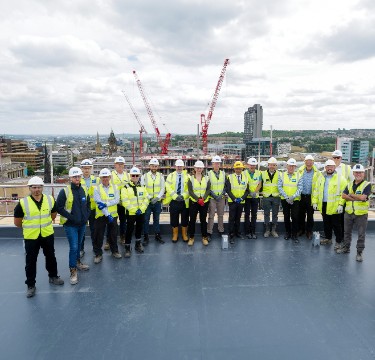 Henry Boot Construction celebrated the key construction milestone with representatives from Ridgeback Group, Whittam Cox Architects, Sweco, Savills, David Ashley Construction, Queensberry and Sheffield City Council.